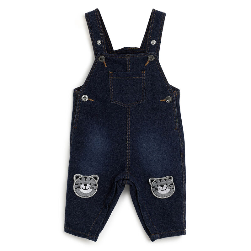Boys Dark Blue Applique Long Dungaree image number 0